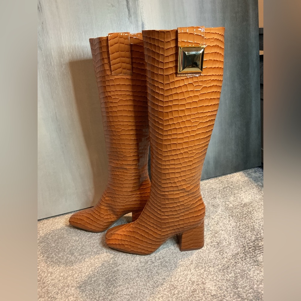 Katy Perry The Geminni Knee High Boots Dark Blush Croc - Size 7.5 (NIB) - Picture 7 of 16